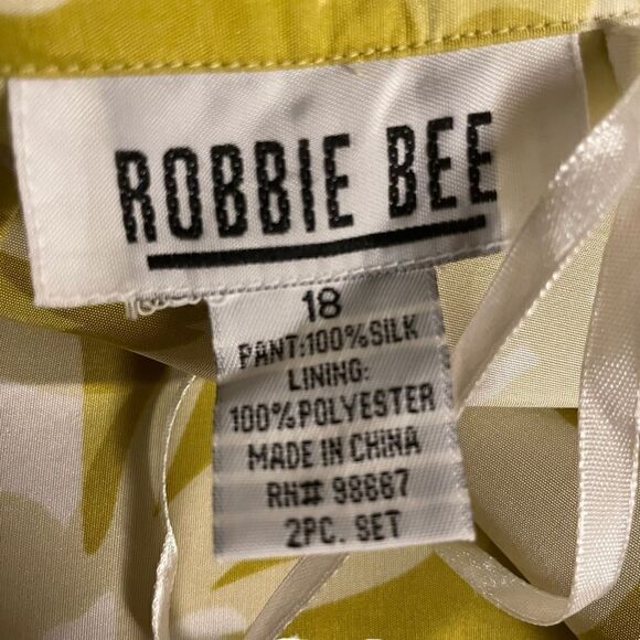 Vintage 2000’s Robbie Bee Silk Chartreuse Floral Pants - Picture 5 of 5